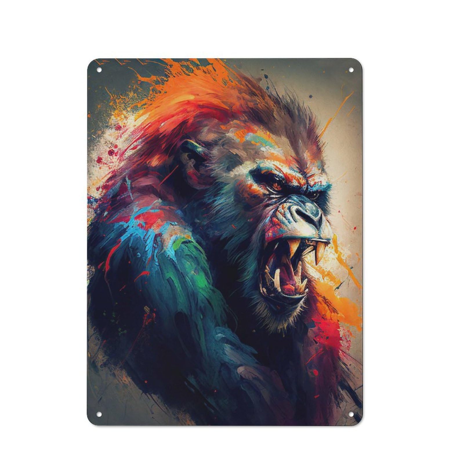 Junmoney The Angry Ape Vintage Metal Sign 40X30cm For Living Room Wall, Gift For Home Wall Decor Collectors During The Christmas Season