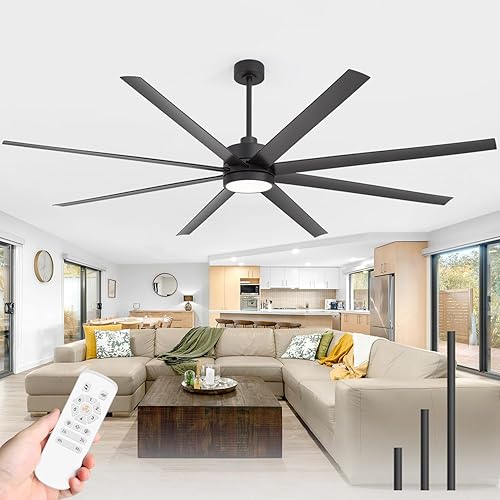 Miniatura 10 de Ventiladores de techo de 72 pulgadas con luces y control remoto, 8 cuchillas reversibles, motor de CC silencioso de 6 velocidades, temporizador, luz
