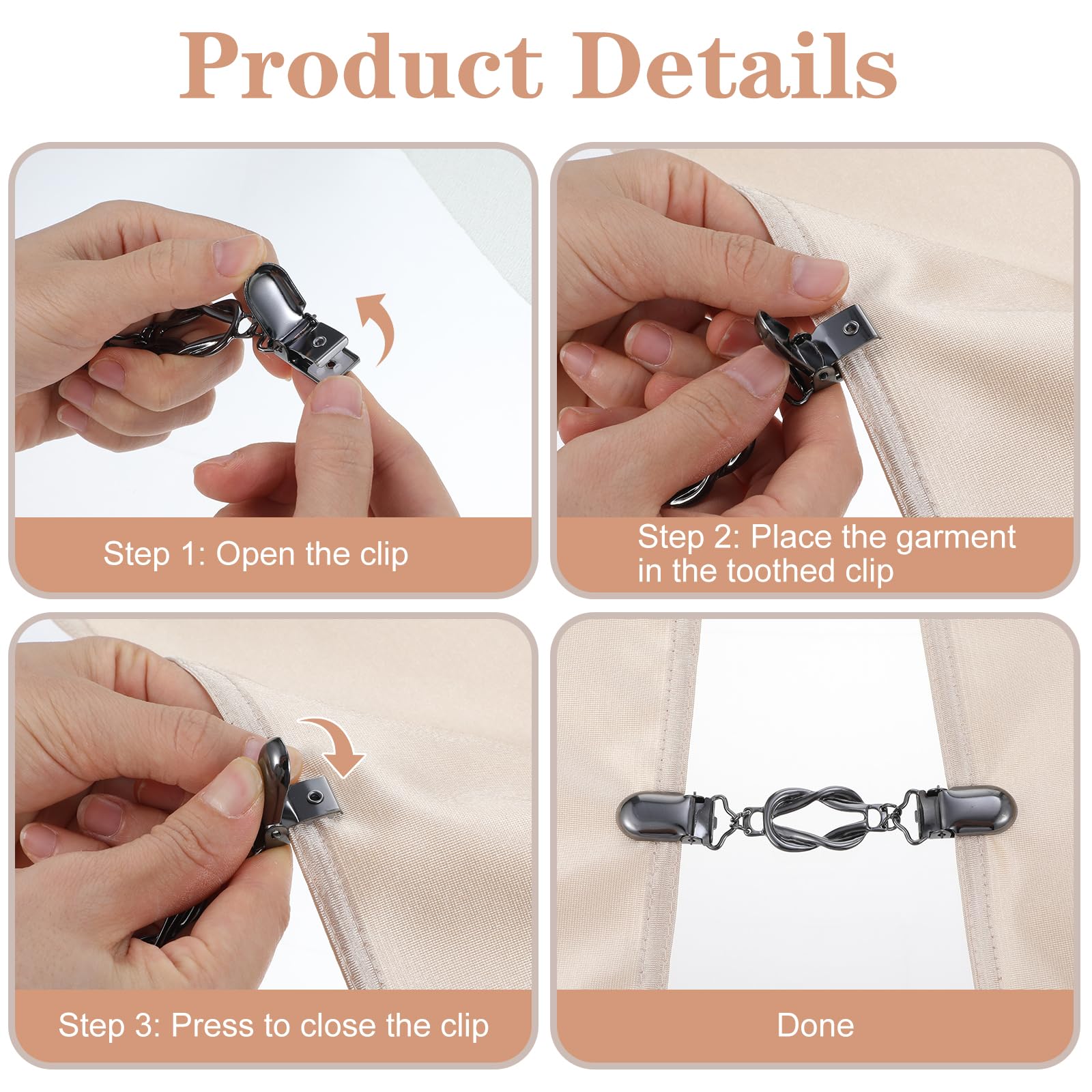 2 Stuks Jurkriem Cinch Clip Taille Riem Jurkriem Vintage Kleding Cincher Clips Achter Cinch Sjaal Vestkraag Clip om Jurk Broek Taille Strakker te Maken voor Vrouwen Geschenken Zwart Zilver Klassieke