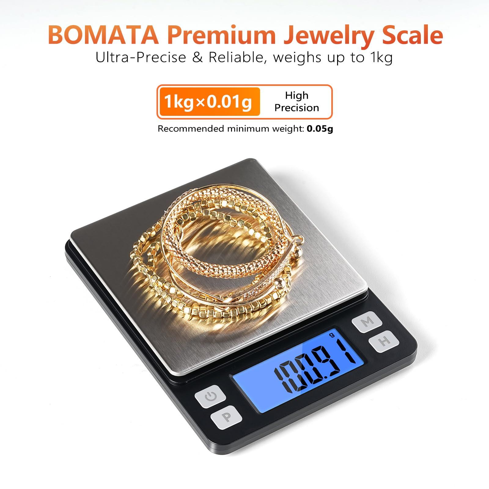 BOMATA Balance de cuisine, 0,01 g/1 kg, pour pâtisserie, cuisine, BS2000 Noir