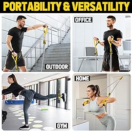 WALITO Resistance Bands Set - Exercise Bands with Handles, Door Anchor, Legs Ankle Straps, for Heavy Resistance Training, Physical Therapy, Muscle Training, Yoga, Home Workouts, Gym (Yellow 150Lbs)