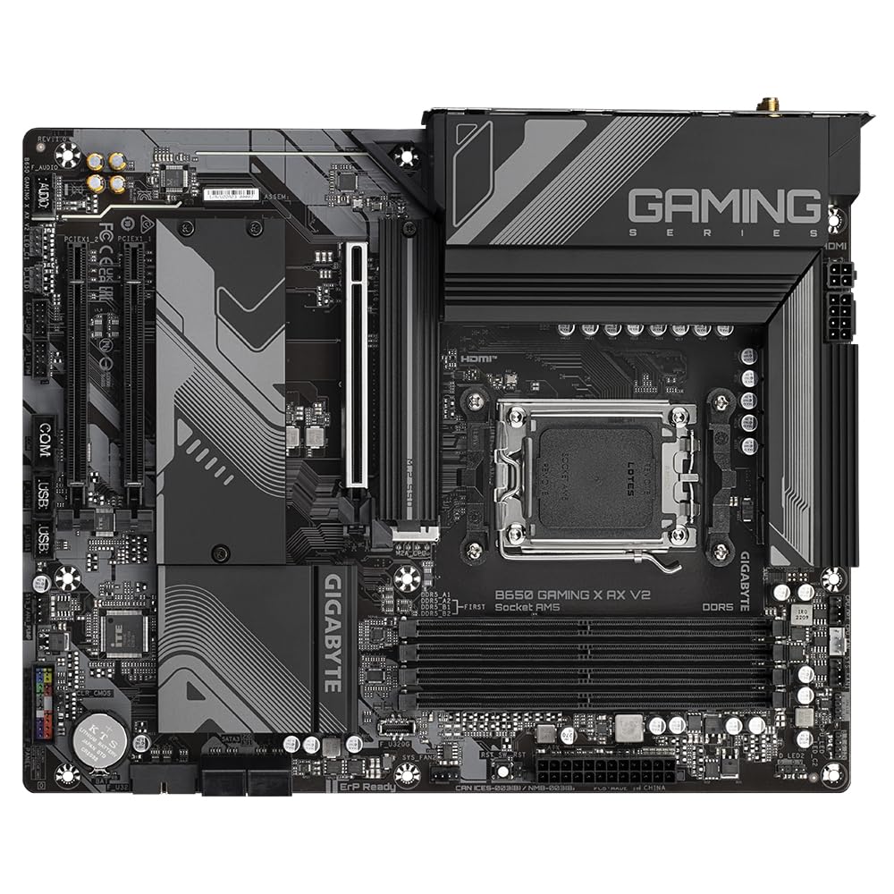GIGABYTE B650 Gaming X AX V2 (rev. 1.0) AM5 LGA 1718 AMD B650 ATX DDR5, Triple M.2, PCIe 5.0, USB 3.2 Gen2x2 Type-C, AMD Wi-Fi 6E, Realtek 2.5GbE LAN