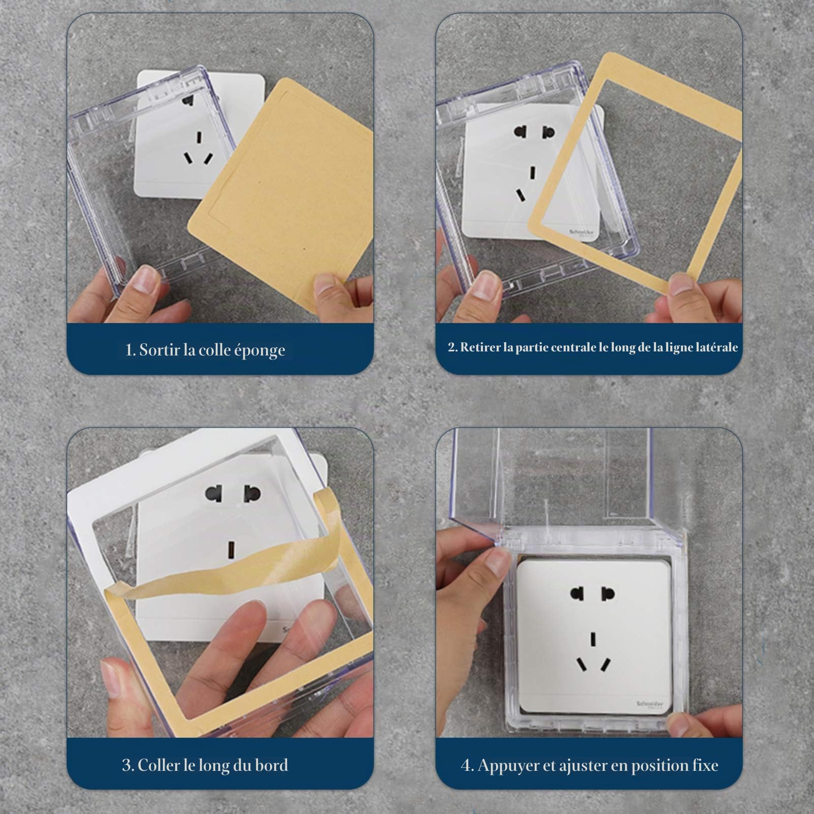DOITOOL Cache Prise Étanche Double Position Adhésif Boîtier Protecteur Résistant Aux Éclaboussures Pour Sécurité Domestique Salle De Bain Cuisine 8X3 Pouces