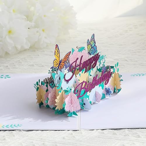 Miniatura 3 de Paper Spiritz Tarjeta desplegable de felicitación de cumpleaños para mujer, tarjeta de cumpleaños de mariposa con cubierta morada, tarjeta de