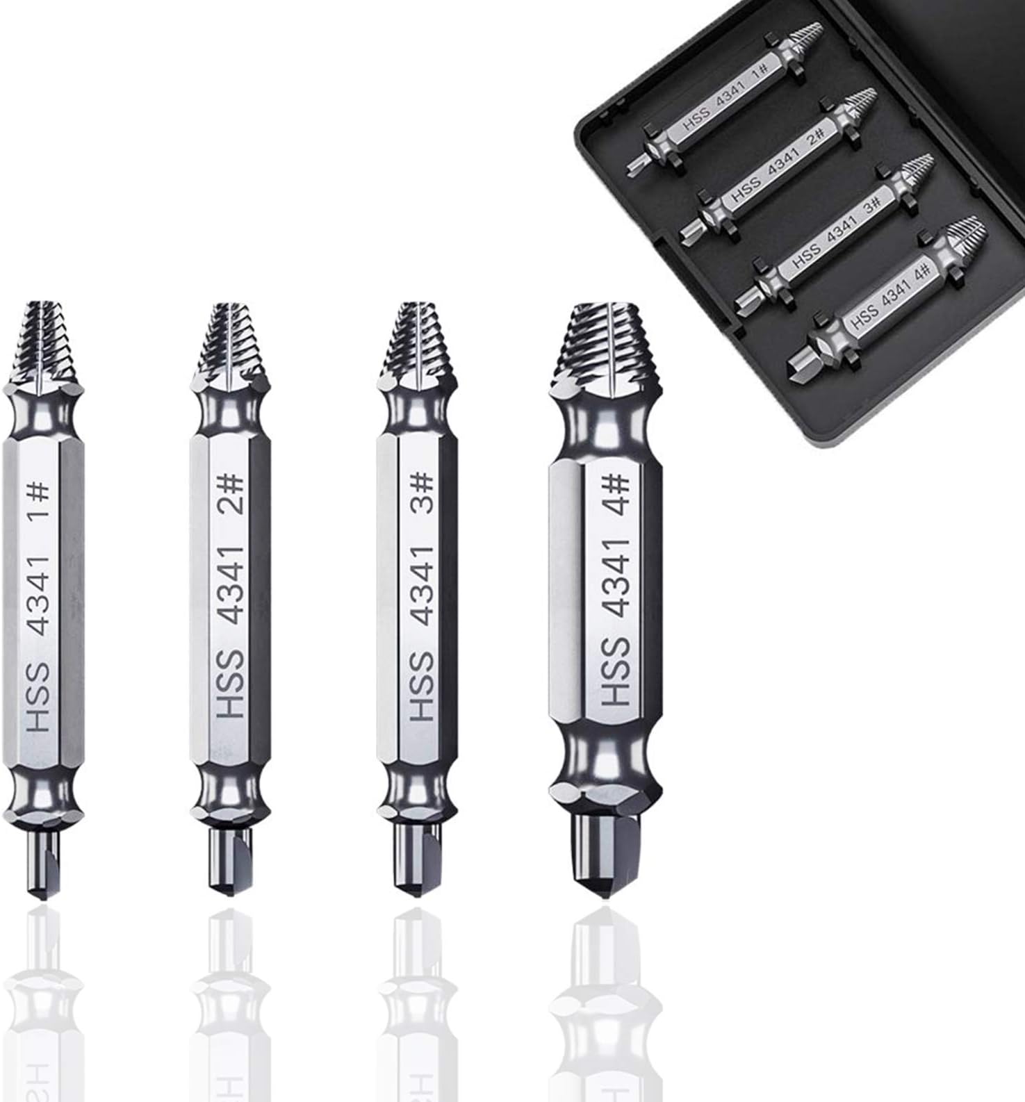 Damaged Screw Remover and Drill Bits Tool Set by Guokoo,Easily Remove Damaged or Stripped Screws,Set of 4 Stripped Screw Extractor