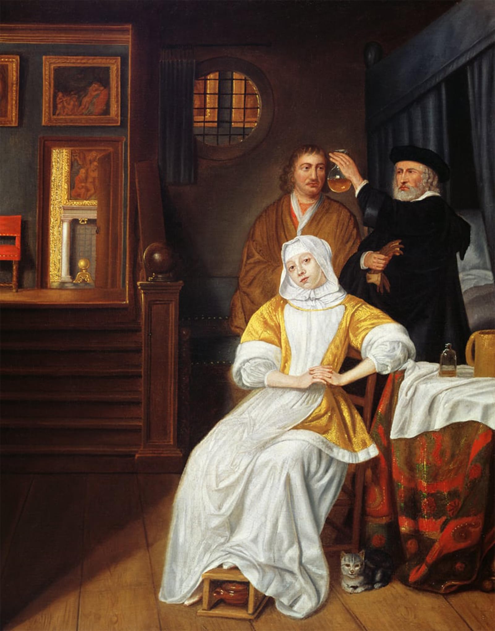 SERENDIPITP Vintage Wall Art Canvas Nordic Poster Canvas Print Picture a Doctor Visiting a Young Lady in a Bedroom by Samuel Van Hoogstraten Wall Art Poster for Home Decor 60x90cm