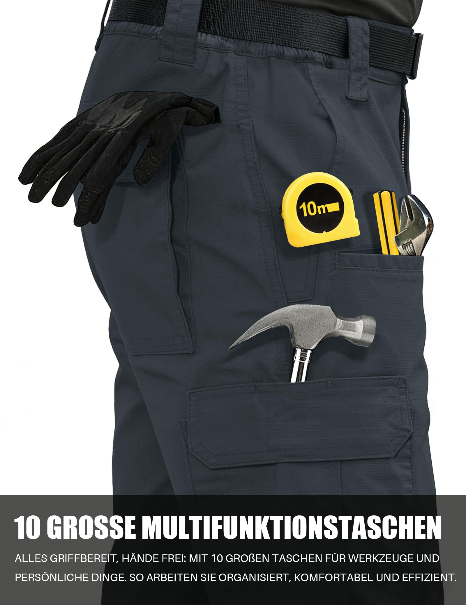 MOURCE Pantaloni da trekking da uomo, idrorepellenti, ripstop elasticizzati, leggeri, per uomo (senza cintura)