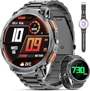 Haulvean Military Smart Watches for Men, 1.85" HD Large Screen Smart Watch, Flashlight/730mAh/110+ Sports Modes Fitness Tr... Price In India