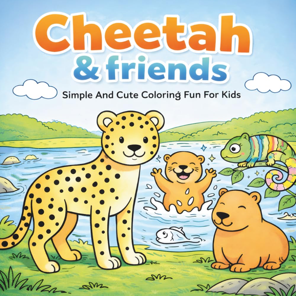 Daily Life Cheetah & Friends: Simple And Cute Coloring Funny For Kids