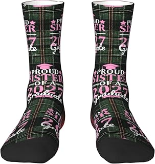 Proud Sister Of A 2027 Graduate Graduation Class Of 2027 Comfortable Color-Block Crew Socks Breathable Classic Style