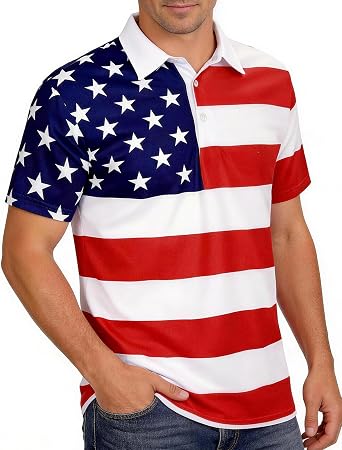Funny World Mens 3D Pattern Printed Polo Shirts Short Sleeve Golf Shirt for Men