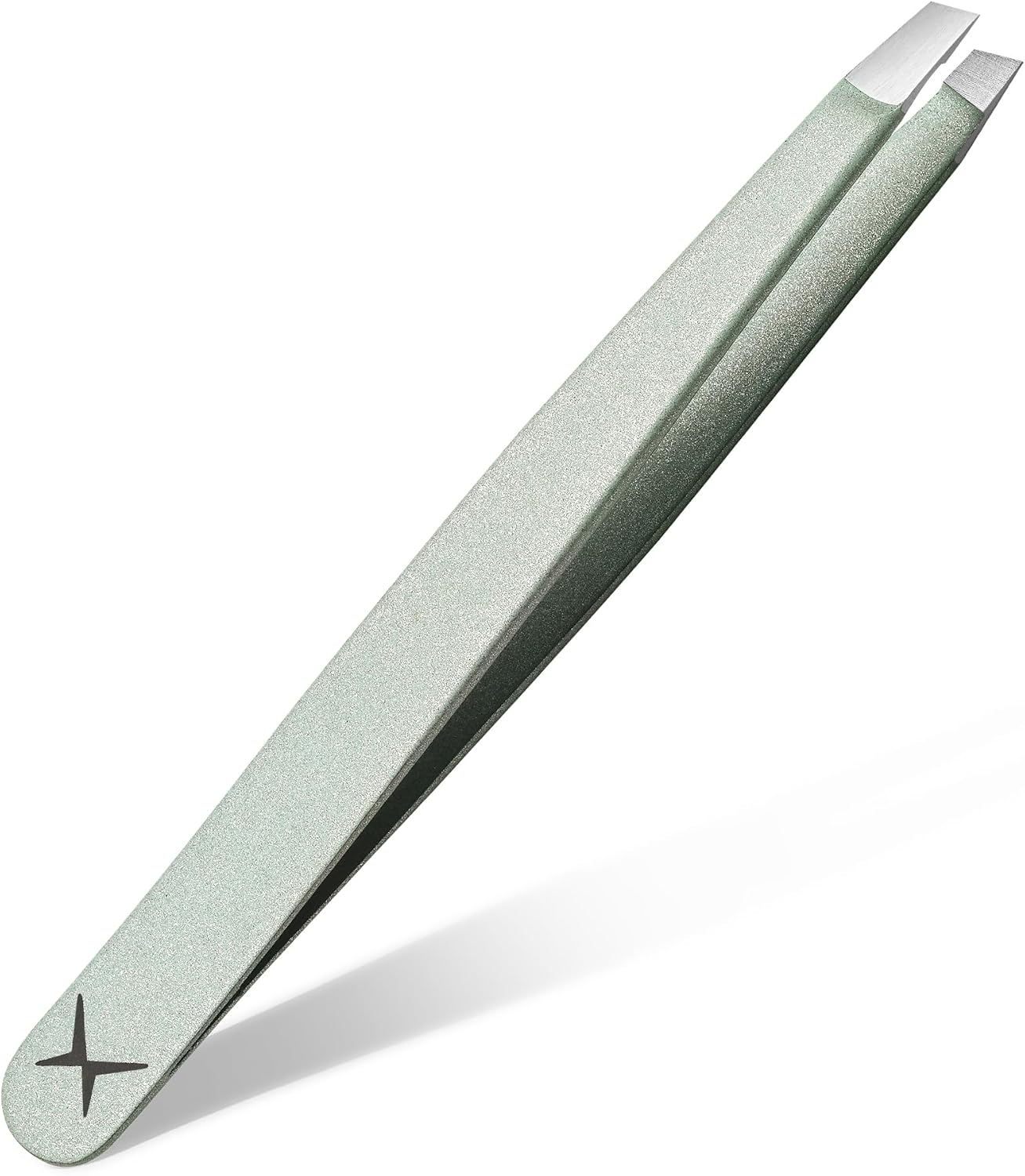 Luxe Precision Slant Tip Eyebrow Tweezers – Professional Surgical Grade Stainless Steel Tweezer in Multiple Colors, Aligned Sharp Tips for Brow Shaping & Facial Hair Removal (Mint Aurora)