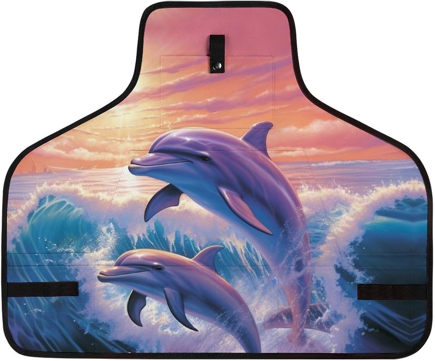 Delantal con diseño de delfines y bolsillos, ajustable miniatura 1