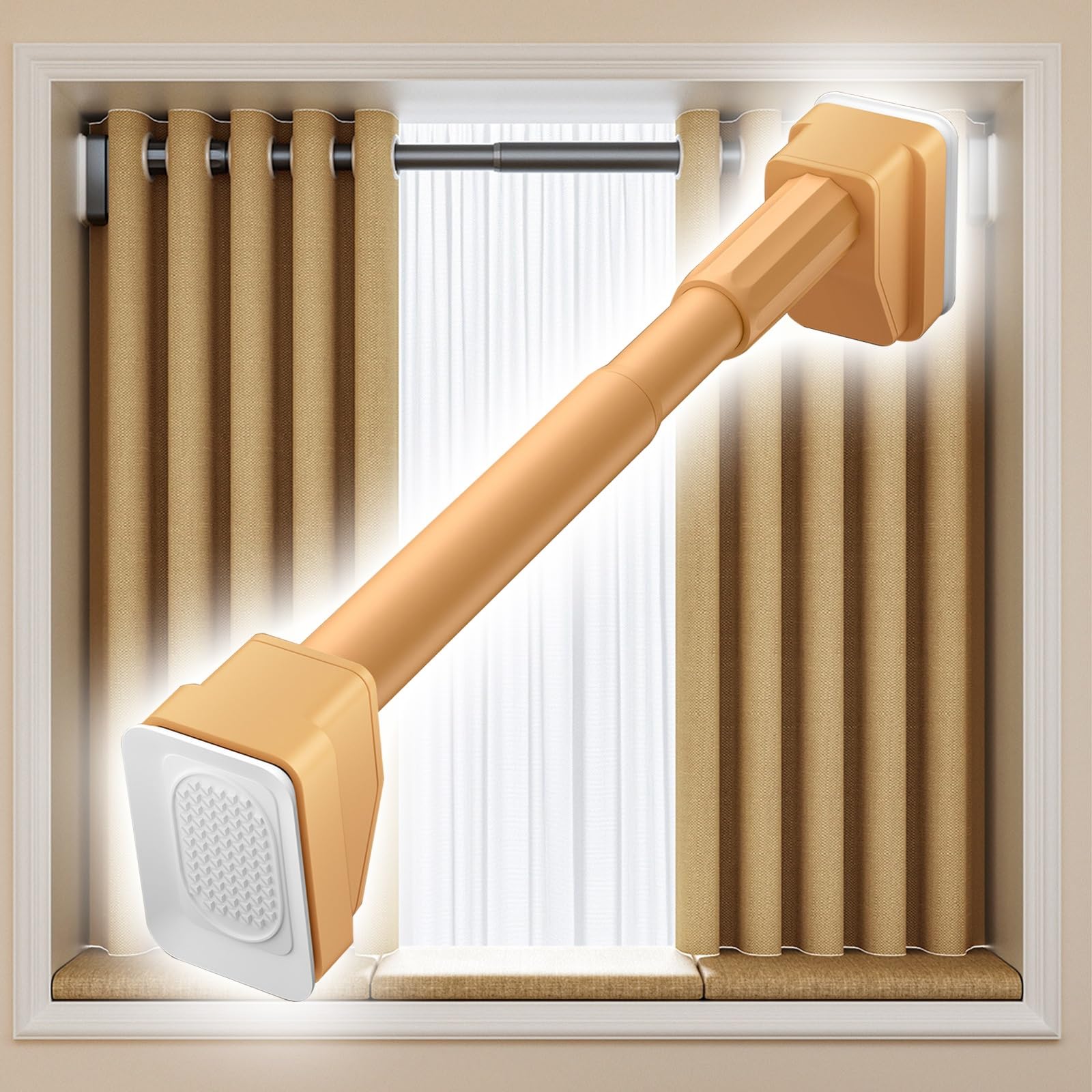 Tringle A Rideaux Extensible Sans Percage 200cm 300cm 400 Cm Tringle Rideaux De Douche Tringle Télescopique À Ressort Barre Douche Extensible Plusieurs Tailles(Jaune,360-450cm)