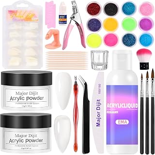 Acrylic Nail Kit for Beginners with Everything Acrylic Powder Set Starter Kit with False Nail Tips Nail Art Tools