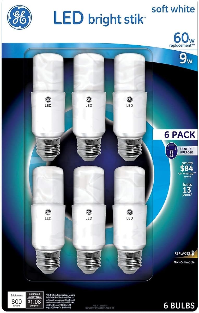 GE Bright Stik 9 Watt Non-Dimmable 2700K LED Bulb