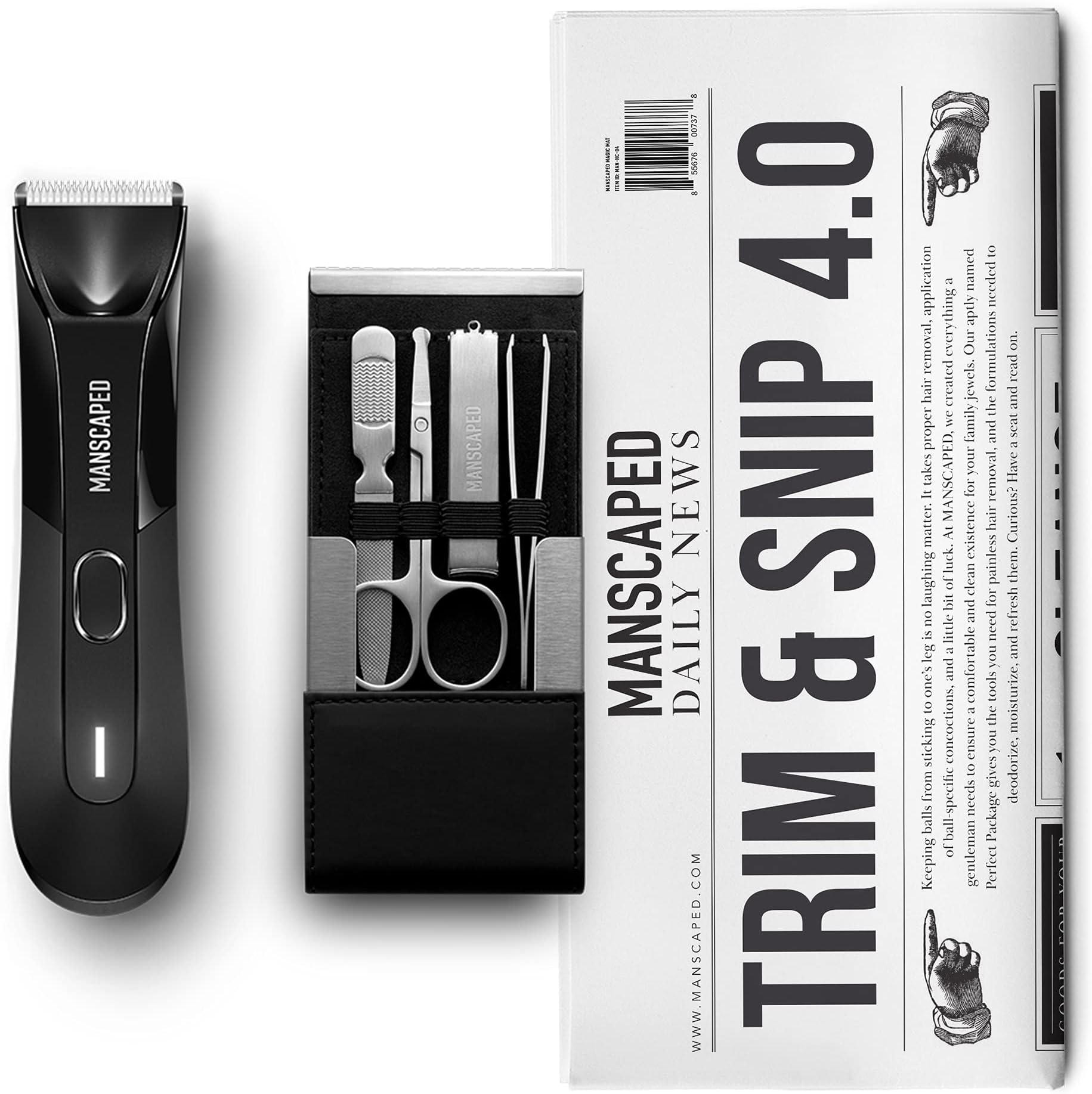 MANSCAPED® Trim and Snip 4.0, Men's Grooming Kit, Includes The Lawn Mower® 4.0 Ergonomically Designed Powerful Waterproof Electric Trimmer and The Shears 2.0 Manicure Set