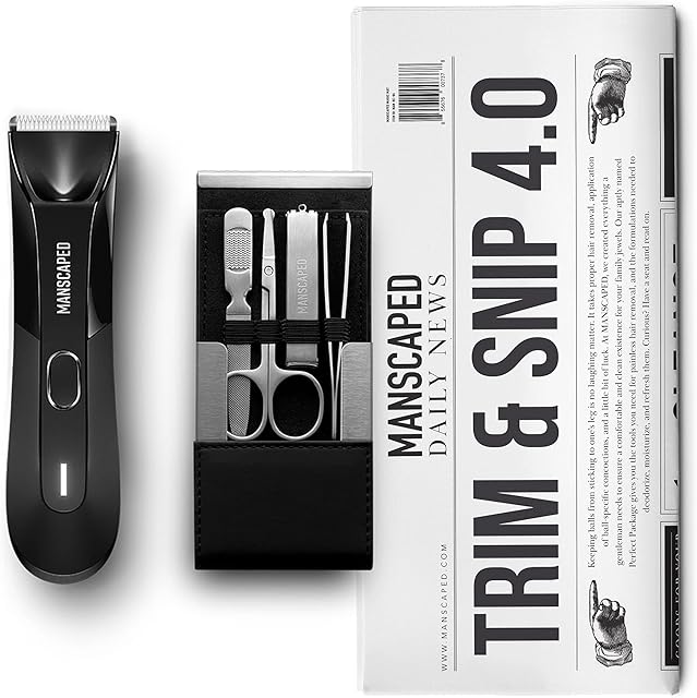 MANSCAPED Trim and Snip 4.0, Men's Grooming Kit, Includes The Lawn Mower 4.0 Ergonomically Designed Powerful Waterproof Electric Trimmer and The Shears 2.0 Manicure Set. Male Grooming and Care kit.