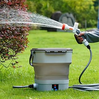 Mobiler Außenreiniger mit 12L Wassertank, Kabelloser Tragbarer Hochdruckreiniger mit 5 Sprühmodi, Elektrischer Mehrzweck-Klappdrucksprüher für Campingdusche, Terrasse, Haustierreinigung