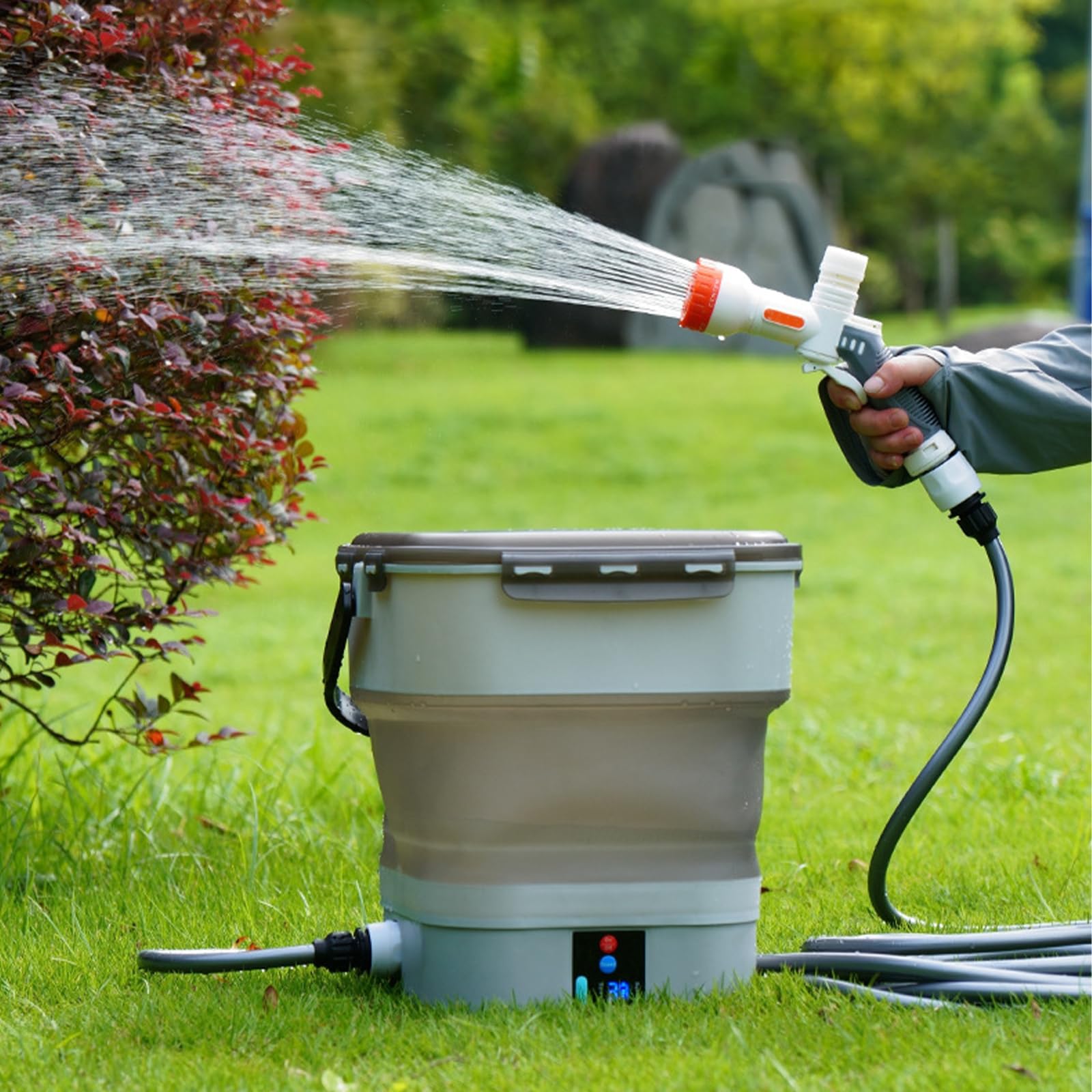 Limpiador portátil para exteriores con depósito de agua de 12 litros, limpiador de alta presión portátil inalámbrico con 5 modos de pulverización, pulverizador eléctrico multifunción a presión para