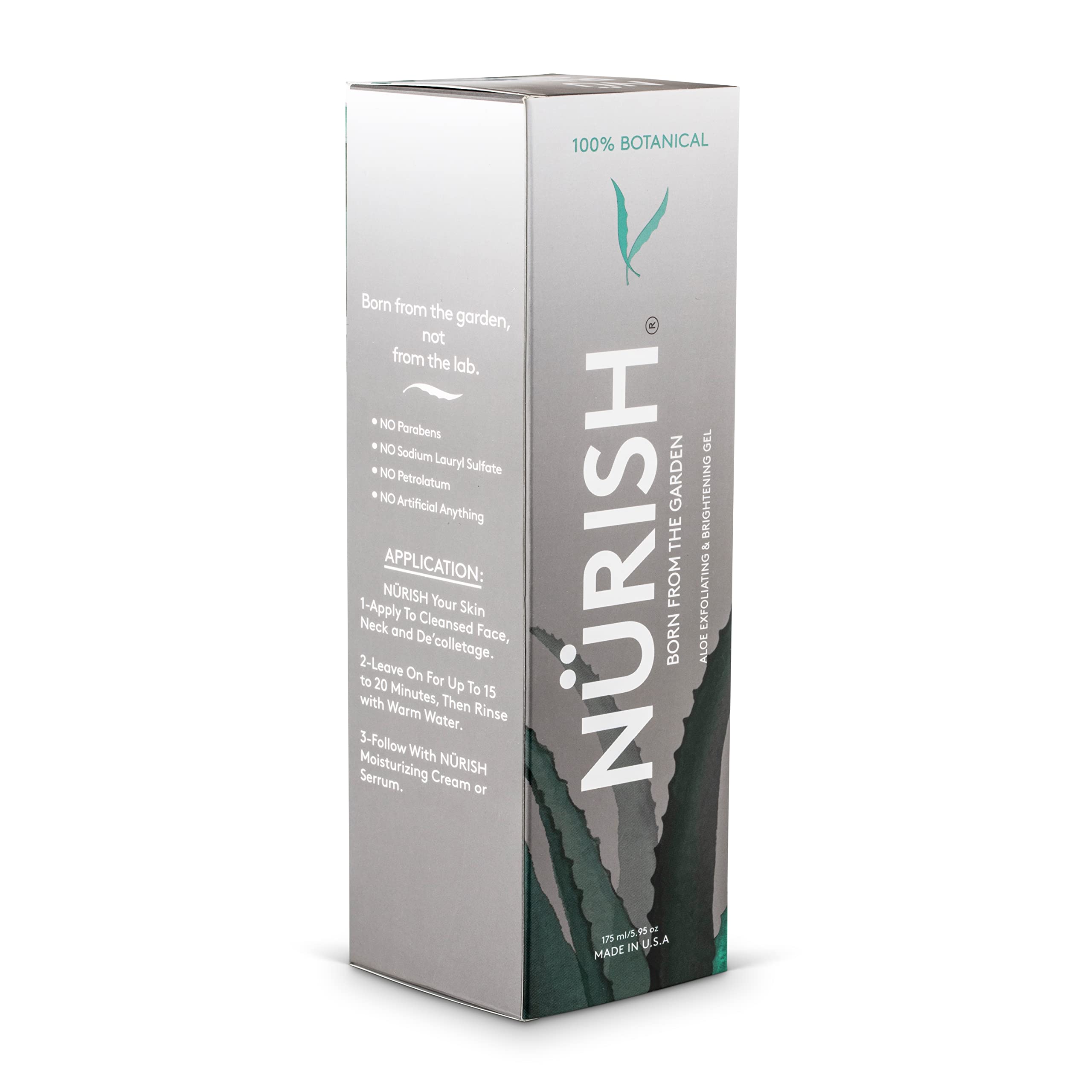 NURISH Aloe peeling żelowy, w 100% naturalny i wegański. Peeling i oczyszcza skórę bez agresywnych środków chemicznych, kwasów lub środków ściernych.