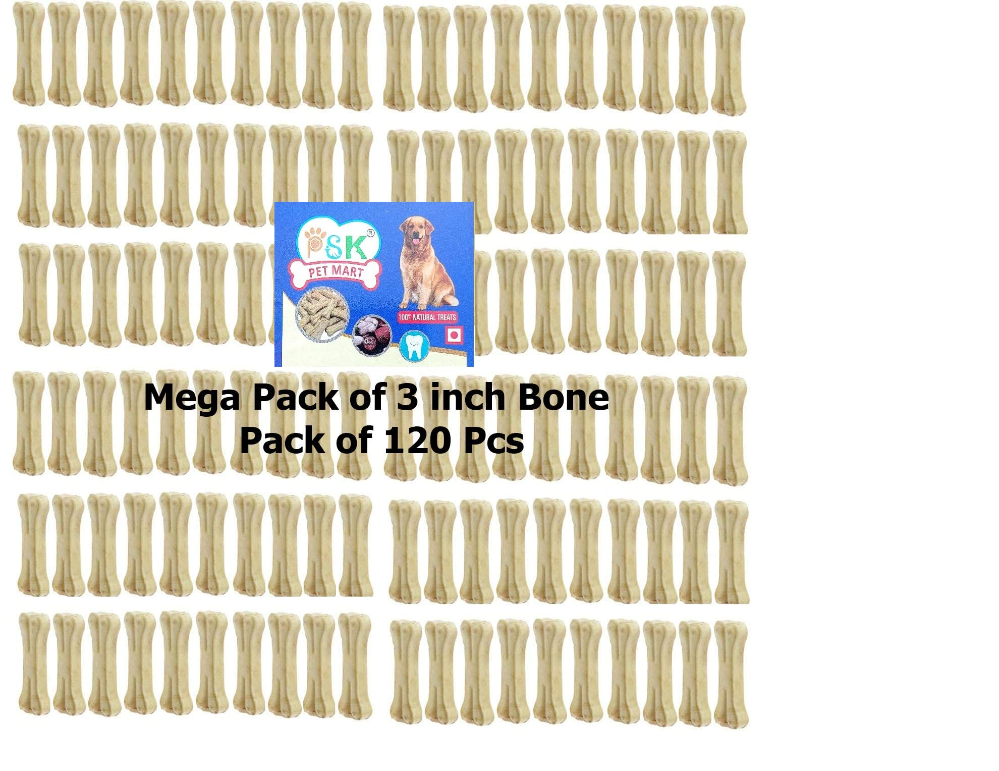 PSK PET MART Healthy Delicious Dog Chew Bone 3 Inches Bones for Dogs, Treat for Dogs Puppy Treat (Bone 3 inch-Pack of120) (B0C2KS2HJQ) Amazon Price History, Amazon Price Tracker