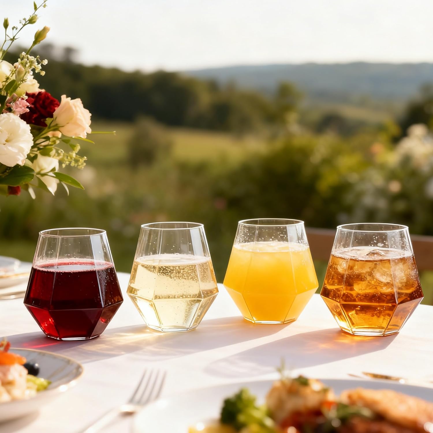 40 Pack 12oz Diamond Plastic Wine Glasses, Disposable Stemless Wine Cups - Shatterproof, Unbreakable & BPA-Free, Recyclable Drinkware for Wedding Reception, Birthday Party, New Year, Holidays & Events - Image 5