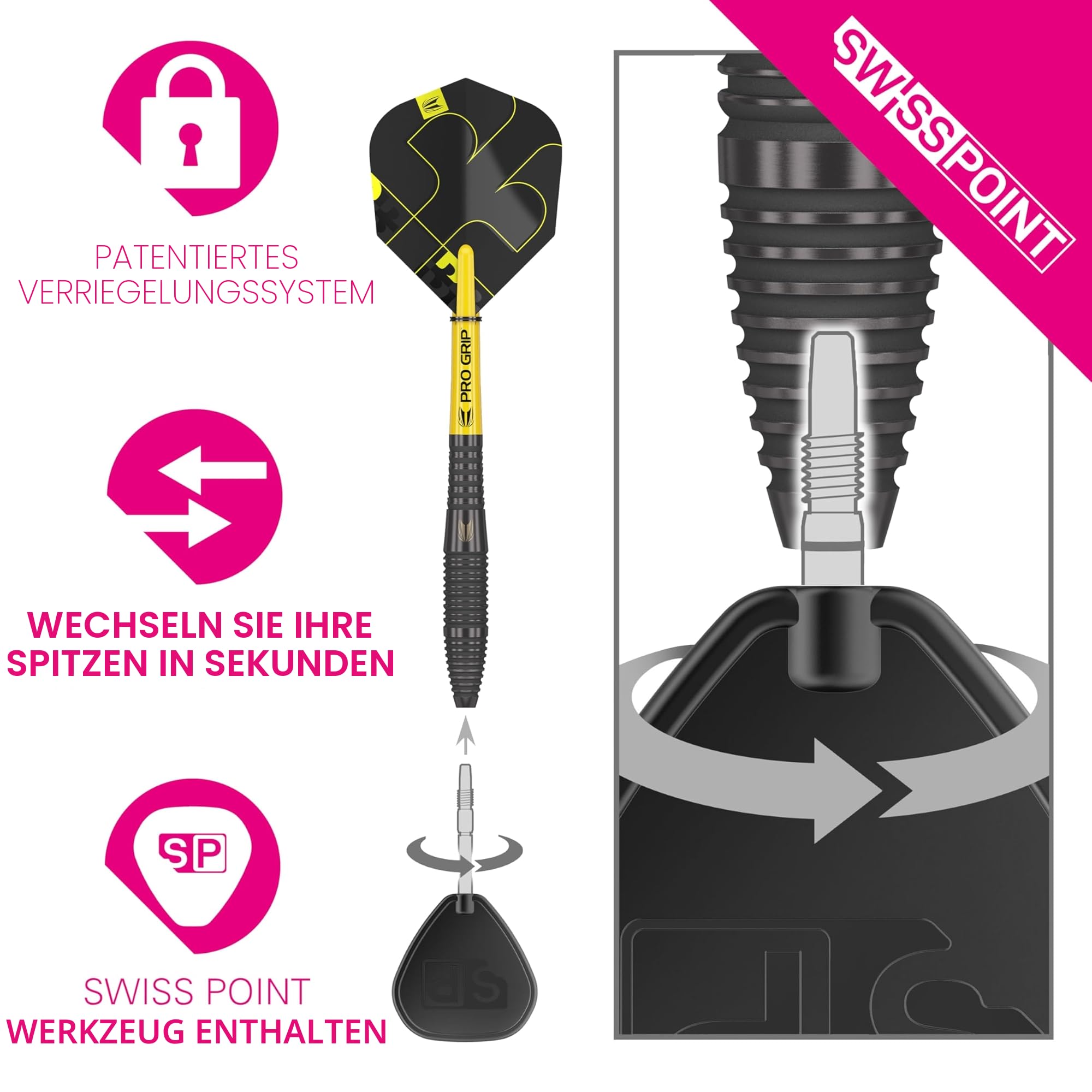 Target Darts Bolide Void 90% Tungsten Dart Set, Stahlspitzen-Darts mit Schweizer Spitze | 21G/22G/23G/24G/25G/25G | Professionelle Dart-Sets, Schwarze Darts, Schweizer Spitze-Werkzeug inklusive