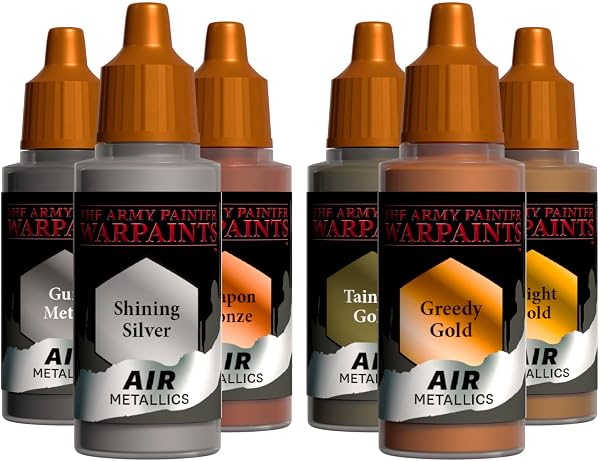 The Army Painter, Air Triads Most-Wanted Metallics - Airbrush-Ready Paint – Metallics with 6 x 18 ml Pre-thinned Acrylic Spray Paints - Air Paints for D&D & Warhammer Miniatures - 1