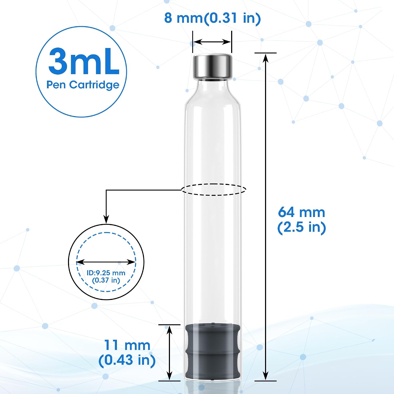 3ml Pen Cartridges for V1-V2 Pens-3cc Cartridges for Peptide, Sterilized & Individually Wrapped, 10 Pack
