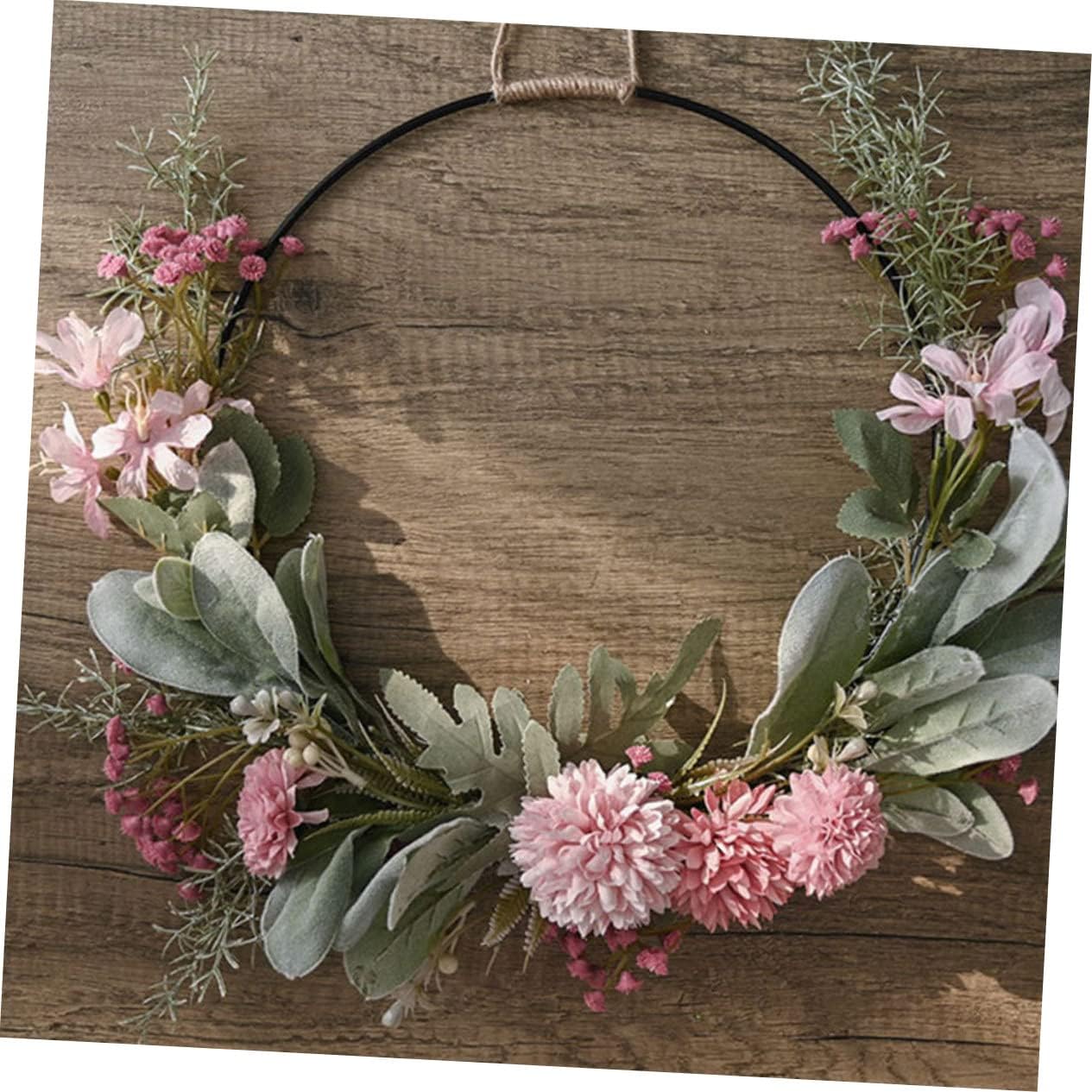 Zerodeko Door Wreath Garland Hoop Indoor Plants Artificial Garland Anthurium The Flowers Iron Metal Hoop Wreath Front Door