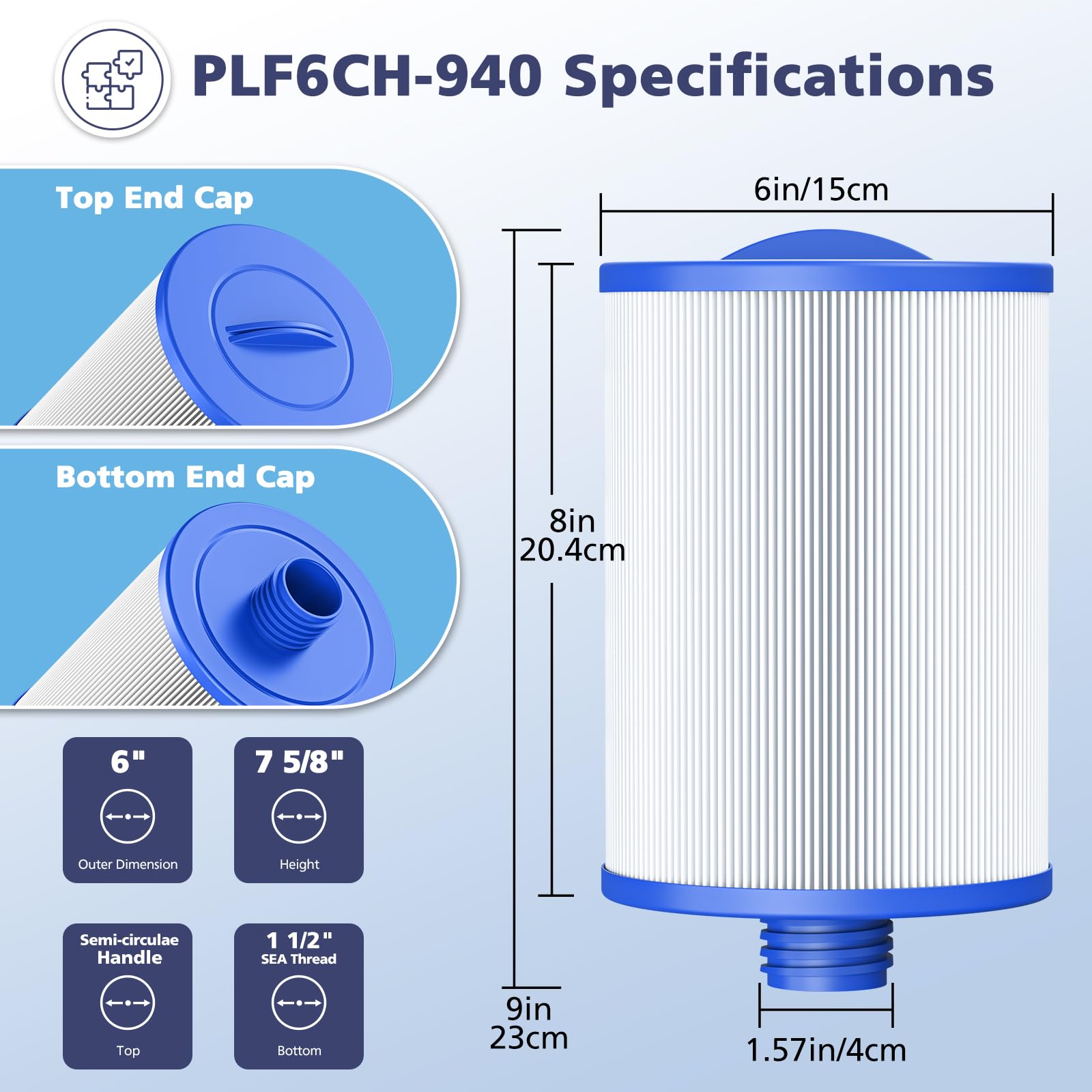 Cartouche filtrante spa 6CH-940 pour Unicel, Pleatco PWW50P3, Filbur FC-0359