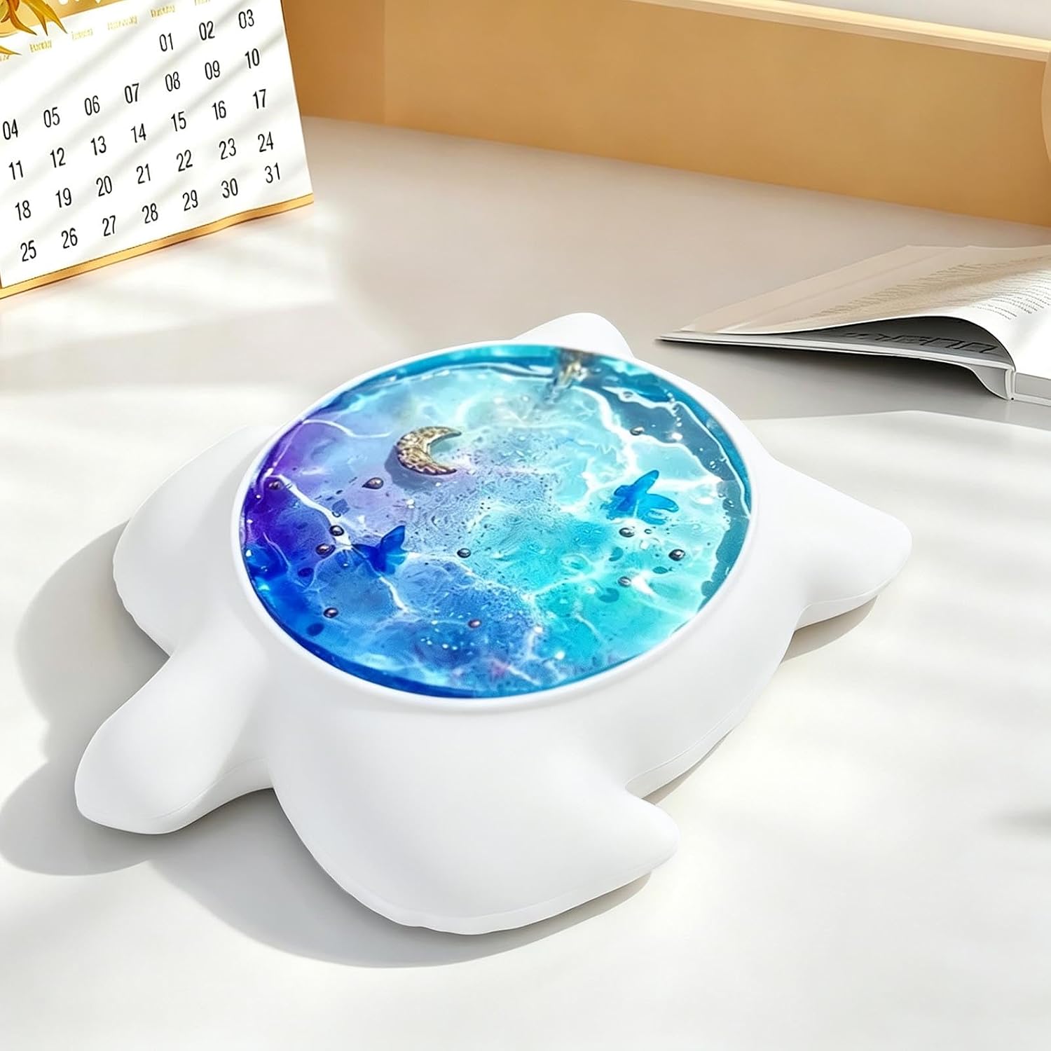 Texture Large Turtle Resin Tray Plaster Silicone Mold Concrete Trinket Plate Dish Epoxy Resins Mould for DIY Handmade Decoration Crafting, Jewelry Holder Container Mould【Large Mold】