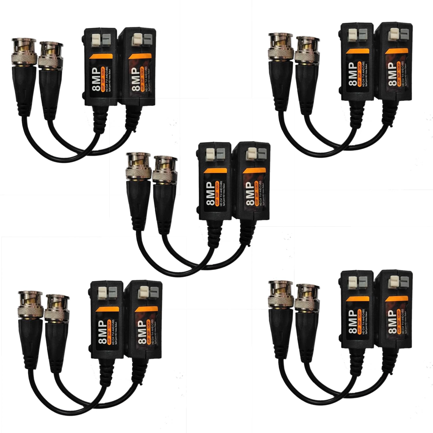 MESHIV 8MP Passive Video Balun Set, Push Terminal CCTV HD TVI CVI AHD BNC UTP Pair for HD Camera, (Pack of 5 - Black)-image-27
