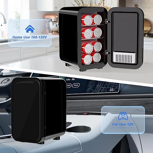 Vista 13 de Mini nevera, refrigerador pequeño de 4 litros/6 latas para el cuidado de la piel, 110 V CA/12 V CC, enfriador termoeléctrico y calentador para Blanco