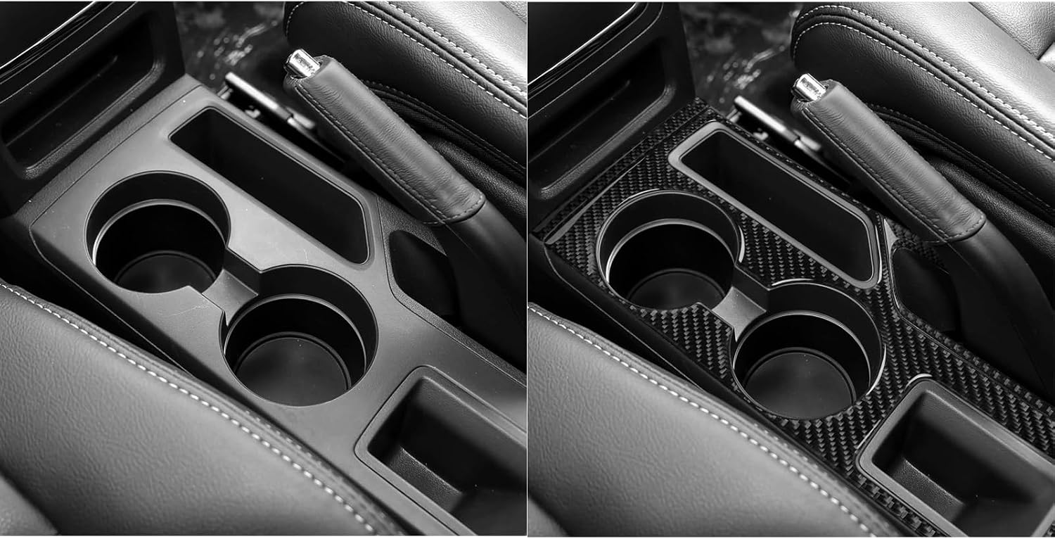 Real Carbon Fiber Fit for Jeep Compass 09-16 for Jeep Patriot 2009-2017 2010 2011 2012 2013 2014 2015 2016 Accessories Car Water Cup Holder Kit Cover Interior Trim Sticker Decal Black 3PCs