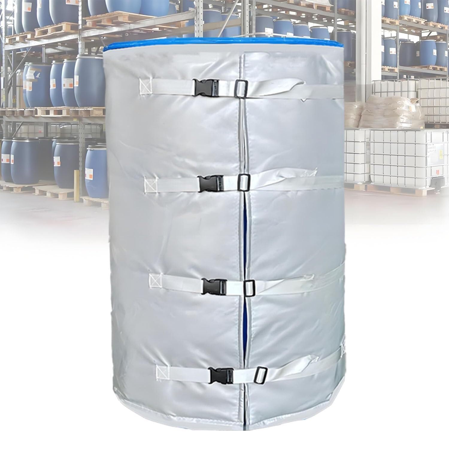 Koc Grzewczy Na Beczkę Z Olejem, Podgrzewacz Beczki IBC 200L/1000L, Wodoodporna Tkanina Silikonowa, Wydajny Podgrzewacz Beczki Ze Smarem(Gray,200L120°)