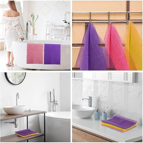 Vista 120 de Juego de ducha de 3 piezas de red exfoliante africana de estilo brillante, esponjas de baño largas para una piel suave y refrescada, el brillo