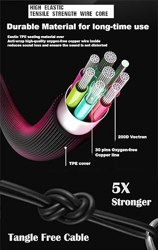 Miniatura 4 de Auriculares intraurales con cable, auriculares magnéticos de alta fidelidad con cable antienredos, aislamiento de ruido para iPhone, iPad, Samsung,