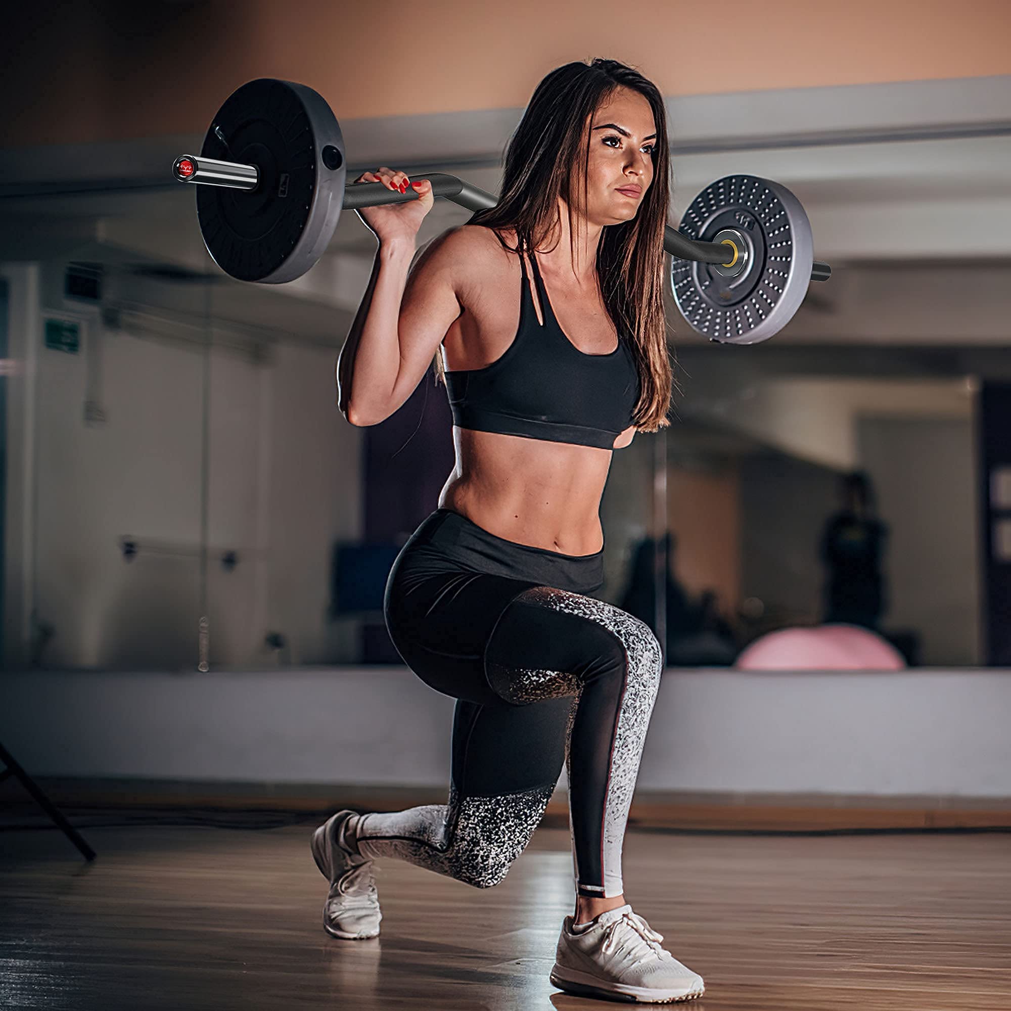 Holleyweb Olympic Training Barbells Curl Bar 300 /400 /700 /1500 POUNDS Weight Capacity Available,Workout Barbell Super Suitable for Weightlifting, Hip Thrusts,Squats and Lunges