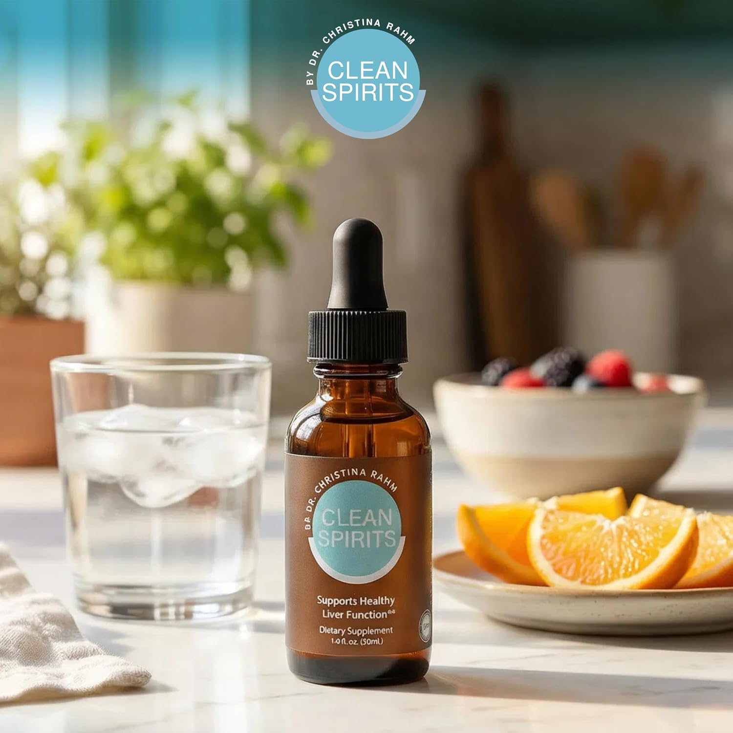 Clean Spirits Liver Cleanse Detox & Daily Support Drops by Dr. Christina Rahm | with NAC, Vitamin C & Zinc for Glutathione Production & Antioxidant Support | Patented Liquid Formula | Vegan, 1 Fl Oz