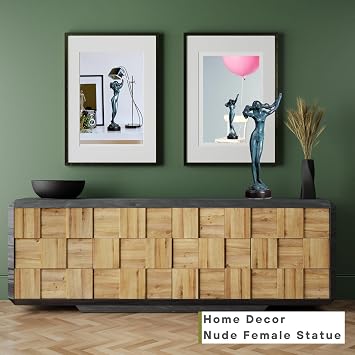 14.4 Sexy Nude Female Blue Bronze Statue,Modern Nude Girl Naked Lady Artwork Bronze Figure Statues and Sculptures for Decoration, Collections and Important