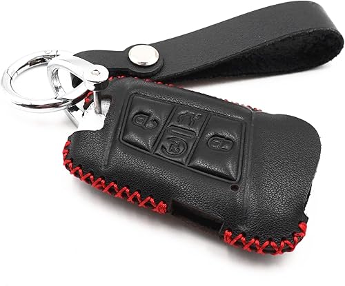 Funda de cuero con 4 botones para llavero inteligente Volkswagen Tiguan Atlas Jetta Passat Golf Alltrack 2018-2022 (negro), Negro -