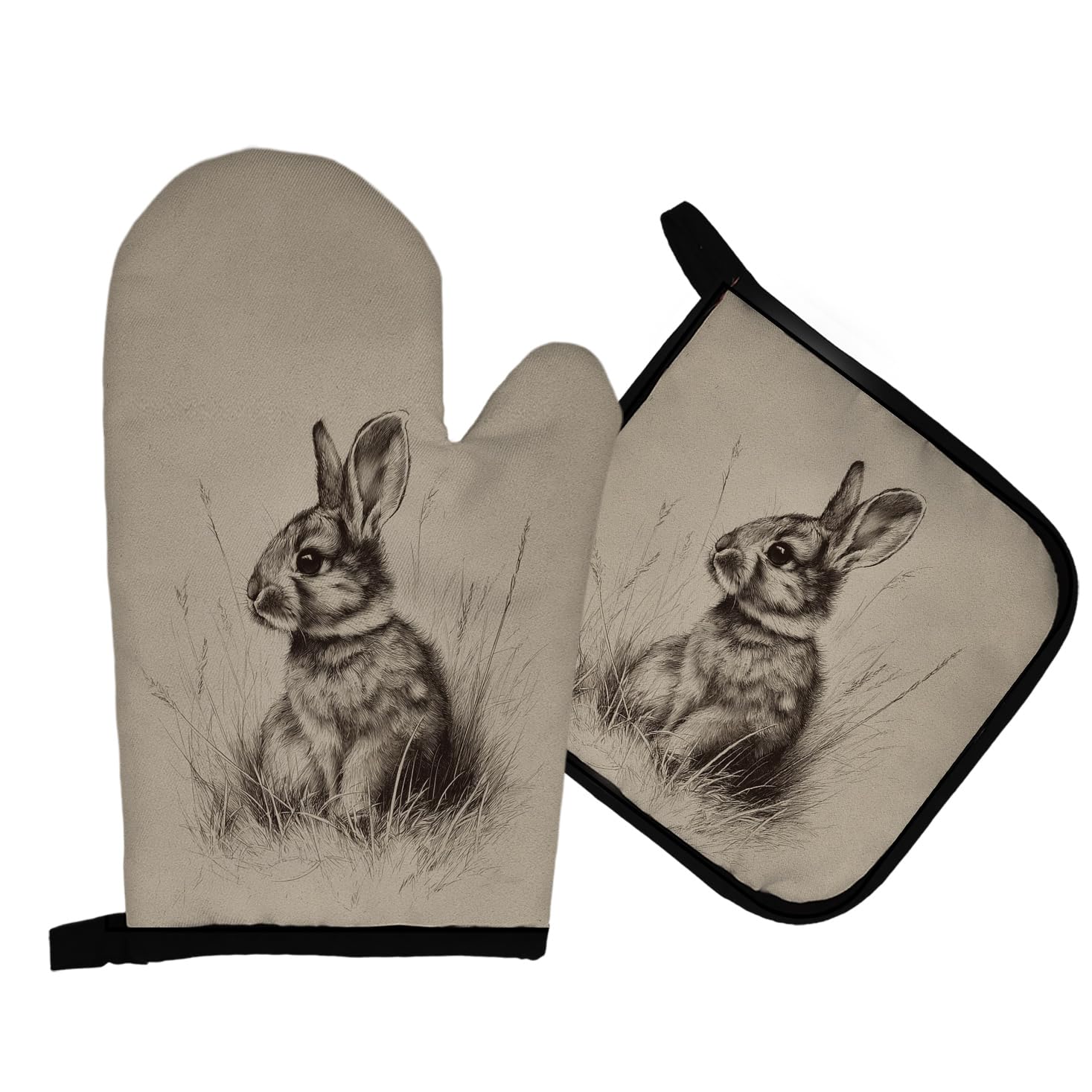 Gants de cuisine et maniques lapin de Pâques résistant à la chaleur
