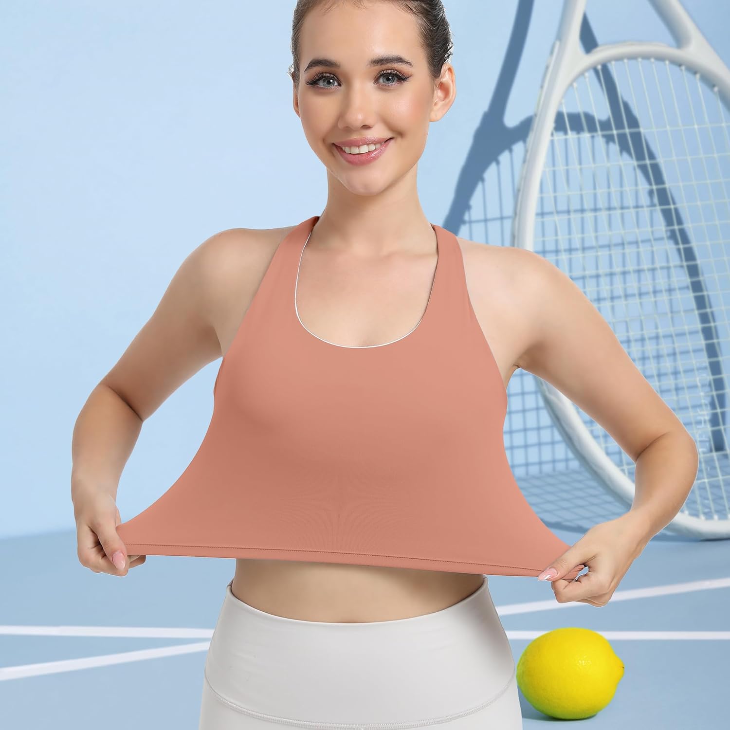 Hioffer Longline Sports Bra for Women Criss-Cross Back Padded Yoga Bras Medium Support Workout Tank Top with Removable Cups - Image 4