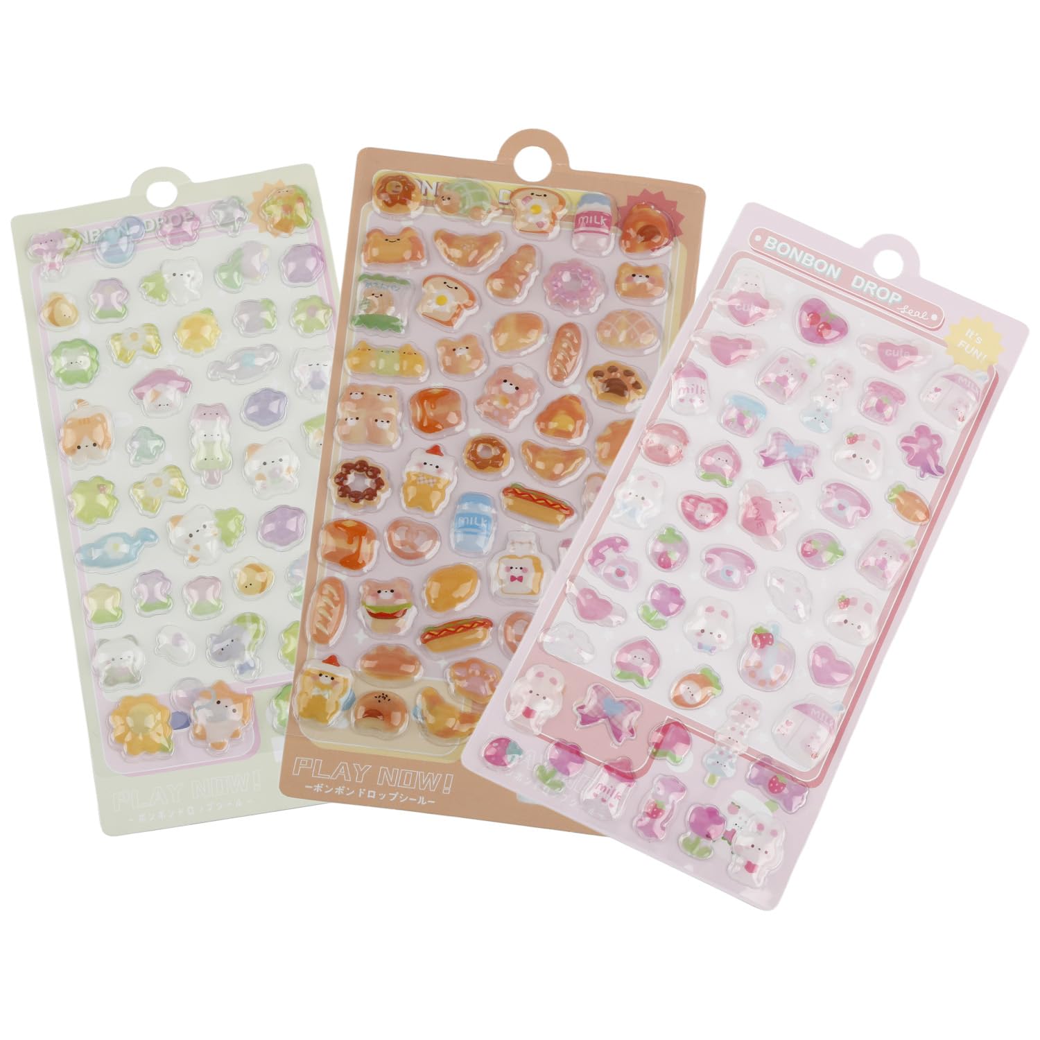 Tabanzhe 3 Sheets 3D Sticker Set,150+ Cute Puffy Stickers,Bunny Cat Animal Cartoon Designs Mini Stickers Small 3D Sticker for Notebook Phone Case Scrapbook Decoration Reward Crafting Gifts
