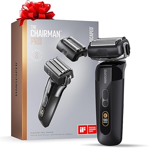 MANSCAPED The Chairman PRO - Afeitadora facial eléctrica para hombre, dos cabezales de cuchilla intercambiables, lámina de cuatro hojas SkinSafe y disponible en Yaxa Colombia