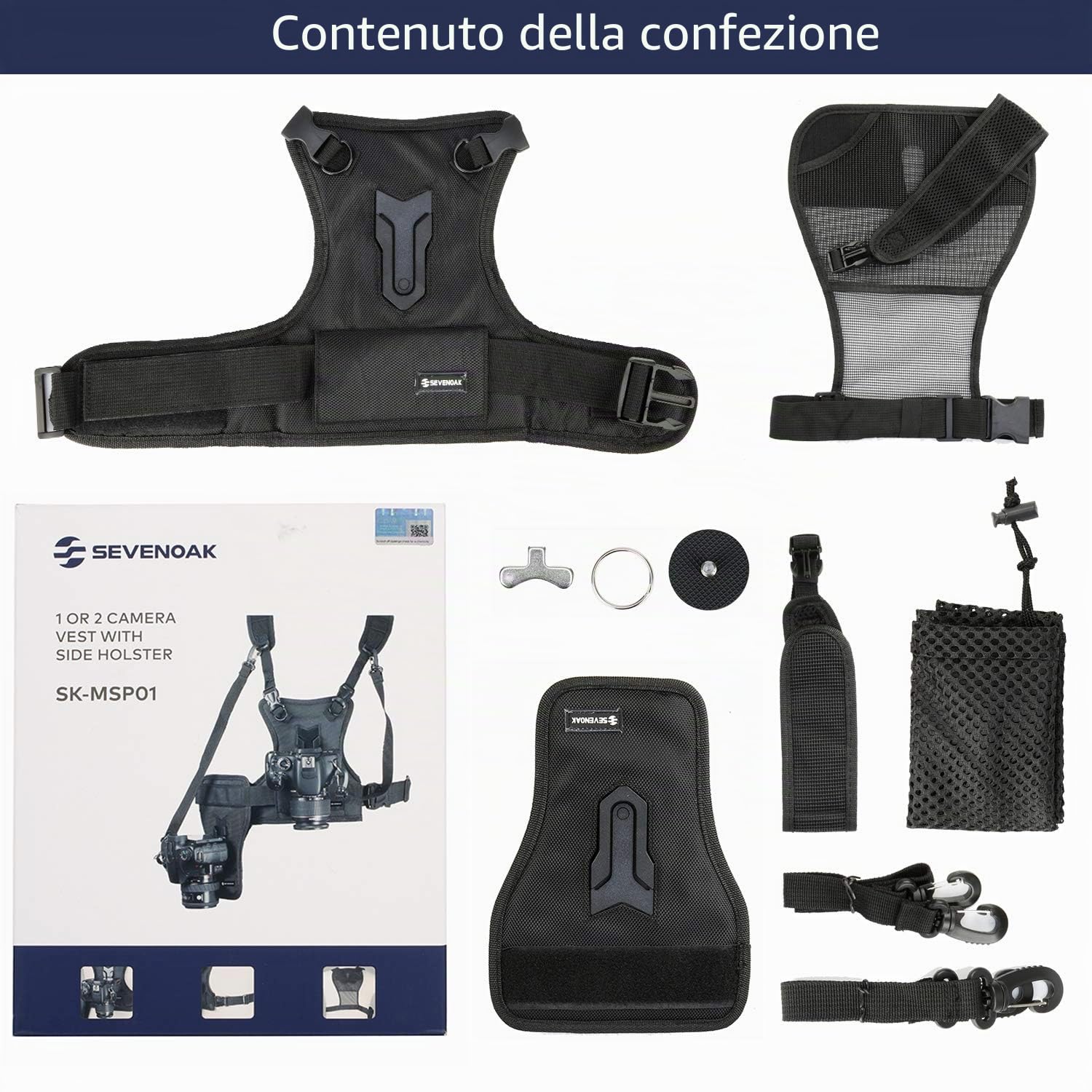 Sevenoak Fondina Cinghia Doppia Fotocamera per Canon Nikon, Multi Carrying Chest Vest System per Camcorder