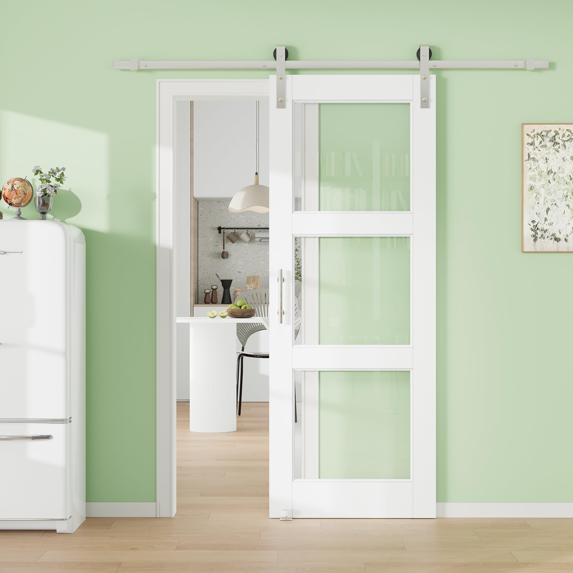 18in x 80in Presembled Barn Door with 72in Nickel-Plated Hardware Kit