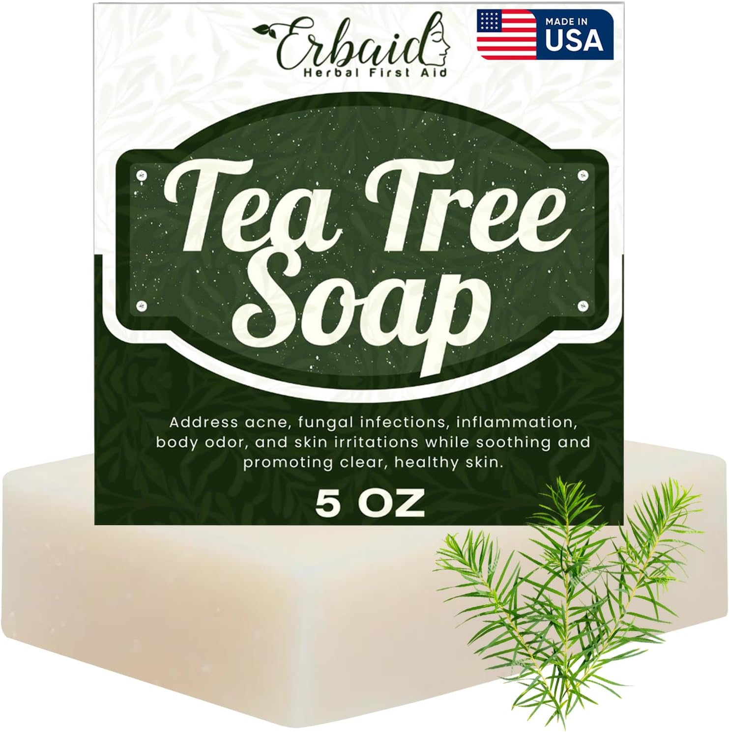 Tea Tree Soap – Natural Defense Tea Tree Oil Wash Bar for Face & Body – Remedy Soap Fights Acne, Skin Irritation, and Prevents Breakouts – Deeply Cleansing, Hydrating Cleanser for Calm, Fresh Skin